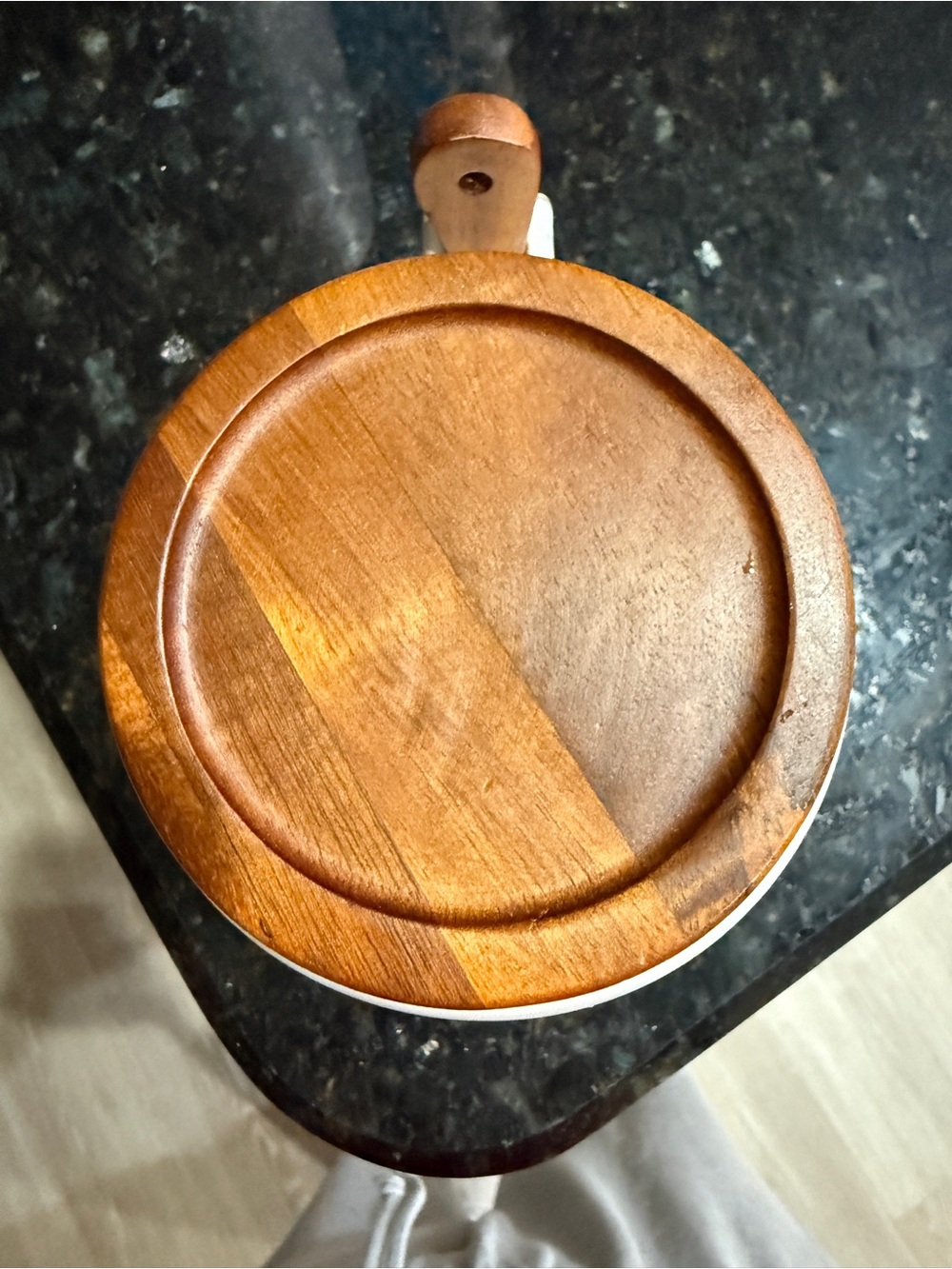 Hearth & Hand White Ceramic Coffee Canister with Wooden Lid and Spoon - Picture 2 of 4